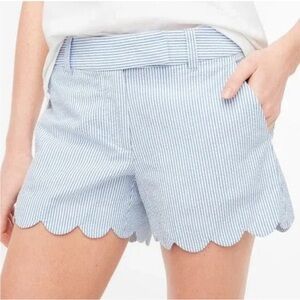 J. Crew High Waist Blue Shorts with Scalloped Hem